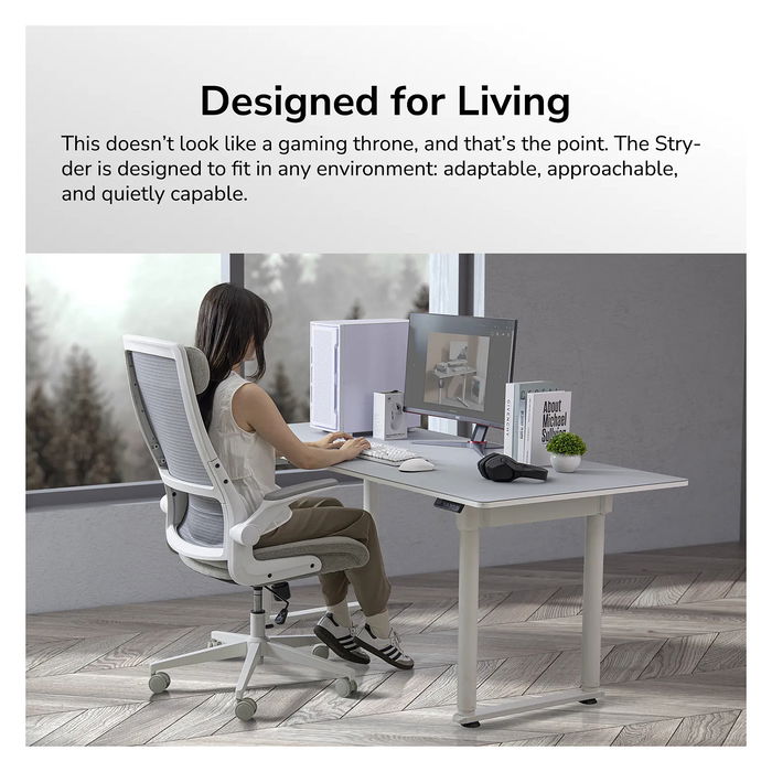 Cougar Stryder - Silla Gaming/Office Ergonómica Ajustable con Respaldo, Asiento y Reposacabezas en Tela Negra - CGR-STD-BLB