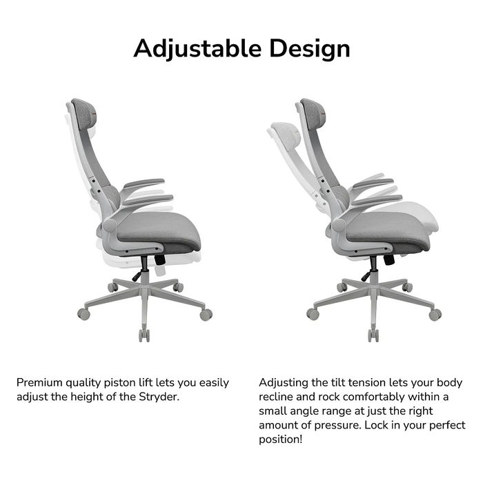 Cougar Stryder - Silla Gaming/Office Ergonómica Ajustable con Respaldo, Asiento y Reposacabezas en Tela Negra - CGR-STD-BLB