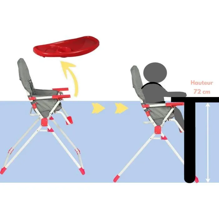 Bambisol Trona fija BambiKid - A partir de 6 meses - Mixta - Gris y rojo - Asiento PVC