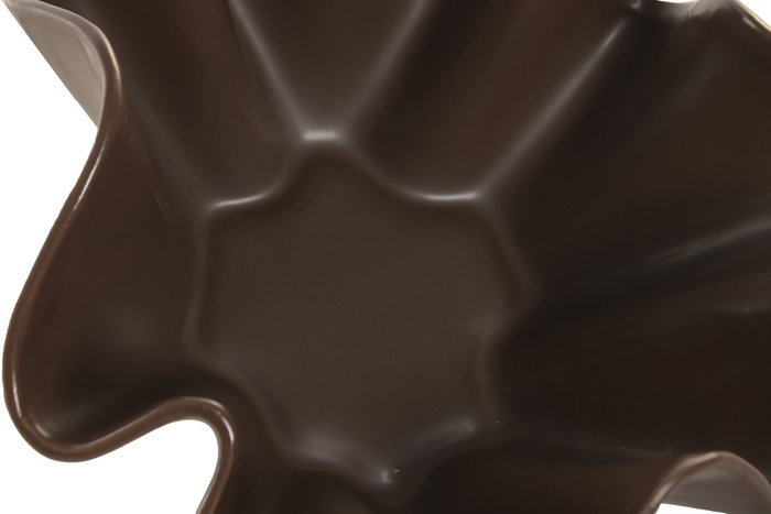 DKD Home Decor Centro de Mesa de Cerámica Chocolate Mousse Marrón 30x30x14,5 cm