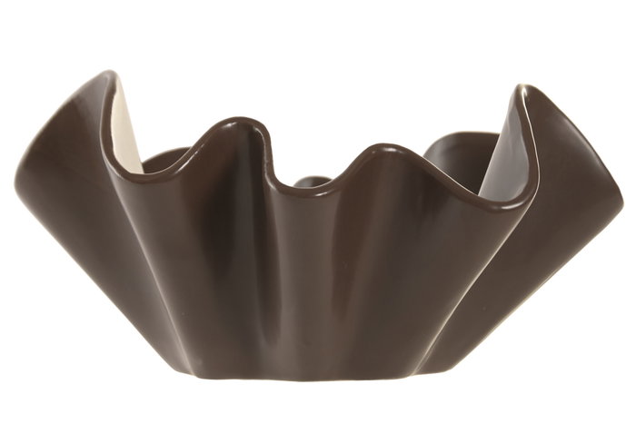DKD Home Decor Centro de Mesa de Cerámica Chocolate Mousse Marrón 30x30x14,5 cm