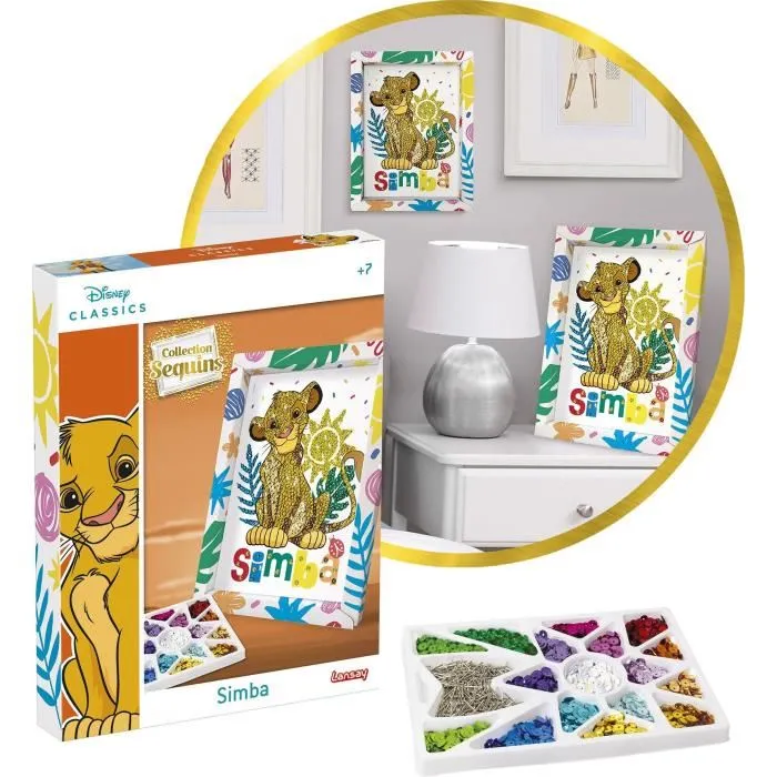Lansay LAN3181860203293 Juego Creativo Colección Lentejuelas Simba El Rey León A Partir De 7 Años