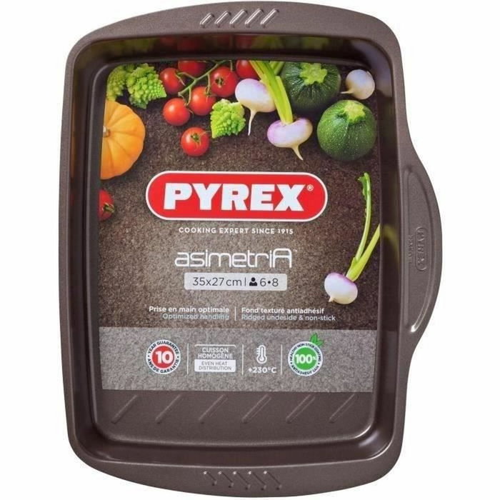 Pyrex® Fuente Rectangular Asimetria 35x27 cm Marrón Metalizado