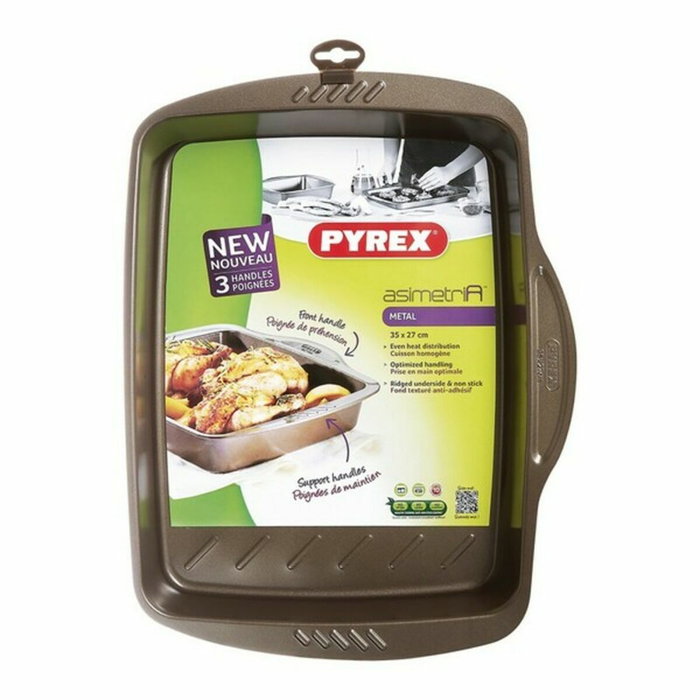 Pyrex® Fuente Rectangular Asimetria 35x27 cm Marrón Metalizado