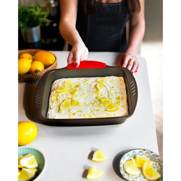 Pyrex® Fuente Rectangular Asimetria 35x27 cm Marrón Metalizado