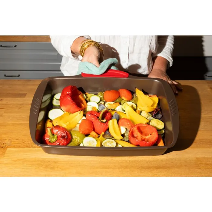 Pyrex® Fuente Rectangular Asimetria 35x27 cm Marrón Metalizado