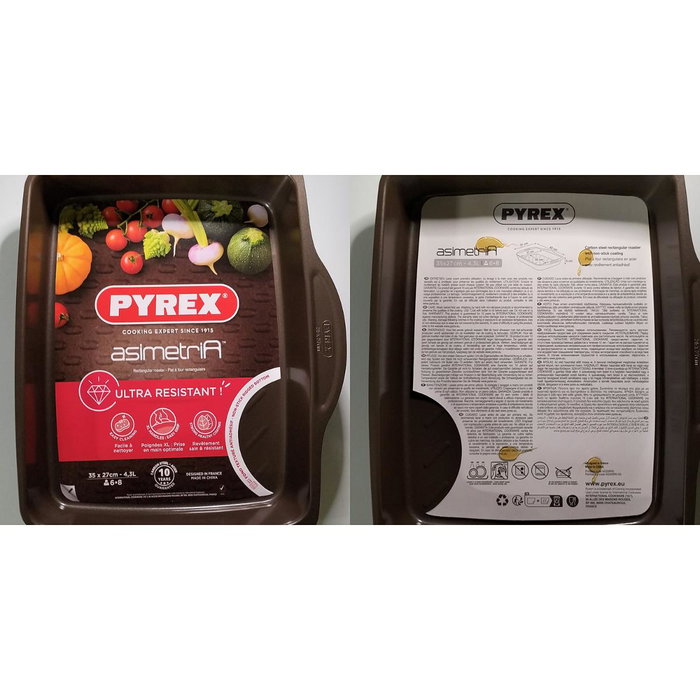 Pyrex Fuente Rectangular de Acero Asimetría SIL 35x27 cm