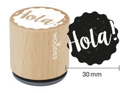 Woodies Sello de madera y caucho Hola 33x30mm