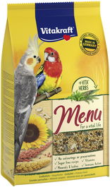 Vitakraft Menú Cotorras Premium 1kg - Mezcla de Semillas y Frutos Secos con Vitaminas para Cotorras