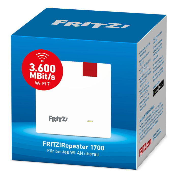 AVM FRITZ!Repeater 1700 Wi-Fi 7 Repeater de Red Gigabit Ethernet Rojo Blanco 20003116