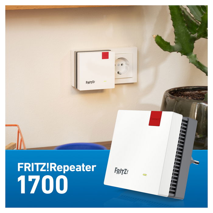 AVM FRITZ!Repeater 1700 Wi-Fi 7 Repeater de Red Gigabit Ethernet Rojo Blanco 20003116