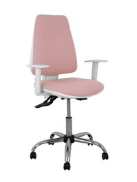 PIQUERAS Y CRESPO Silla de oficina Elche Rosa con mecanismo asíncrono y brazos blancos