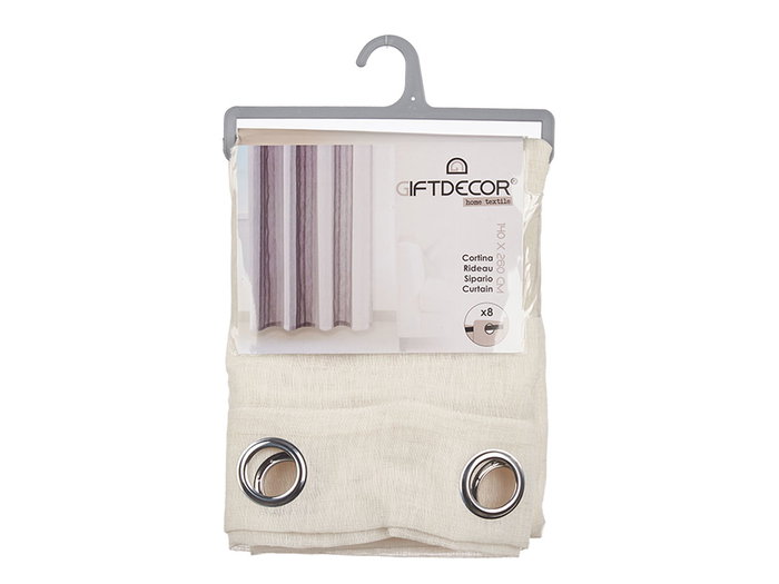 Giftdecor Cortina 140x260 cm, 8 Anillas, Color Blanco Roto (Set de 6)
