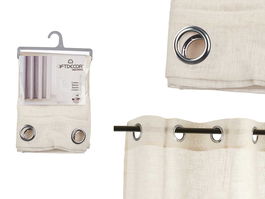 Giftdecor Cortina 140x260 cm, 8 Anillas, Color Blanco Roto (Set de 6)