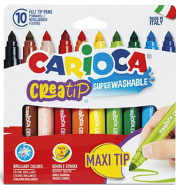 CARIOCA Estuche 10 rotuladores Creatip Maxi punta cónica colores surtidos