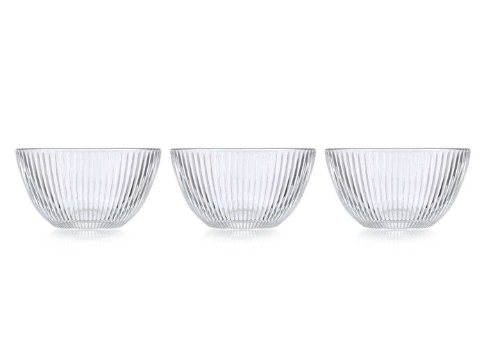 Vivalto Set 3 Cuencos Aperitivo Rayas 270 ml Vidrio Transparente 10.5x7.5x11.5 cm (Set de 12)