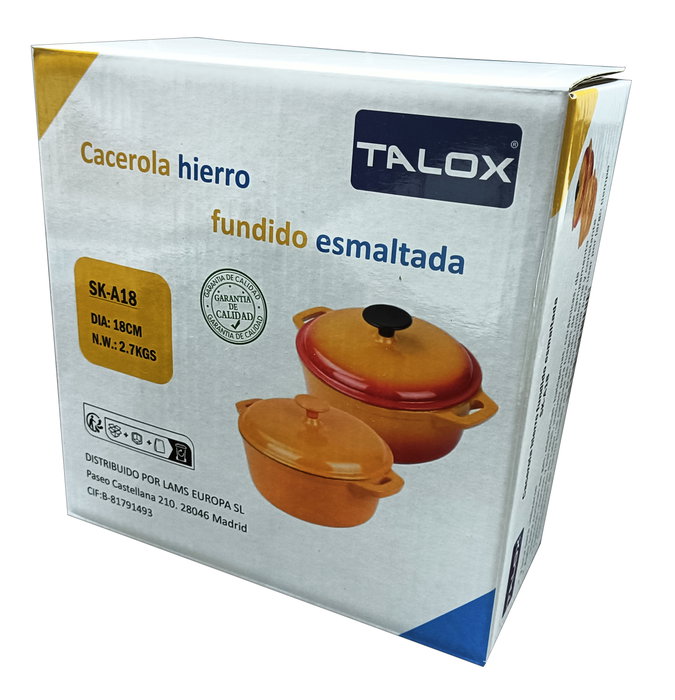 TALOX Cacerola de Hierro Fundido Esmaltada Ø18 cm - 2,8 L TALOX Cacerola de Hierro Fundido Esmaltada Ø18 cm - 2,8 L