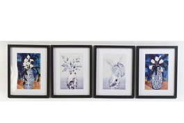 DKD Home Decor Cuadros de Jarrón Enmarcado Multicolor (Set de 4)