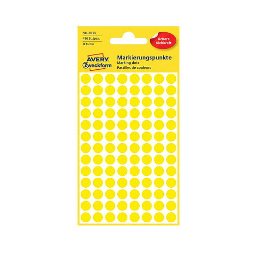 AVERY Zweckform Klebepunkte 3013 etiquetas amarillas de 8,0 mm, 416 unidades