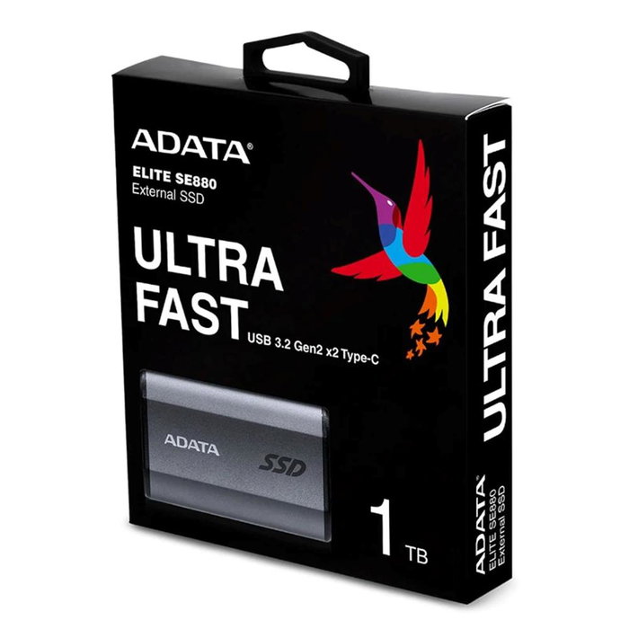 ADATA SE880 Disco SSD Externo 1TB Gris, USB-C 3.2 Gen 2x2 (20 Gbps) para Almacenamiento Portátil