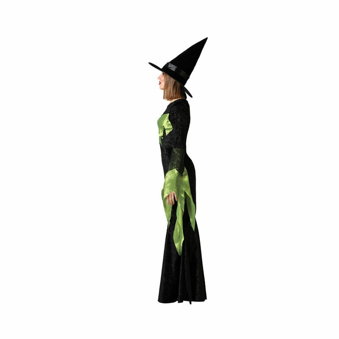atosa Disfraz de Bruja Mujer Verde con Sombrero y Vestido Largo Negro