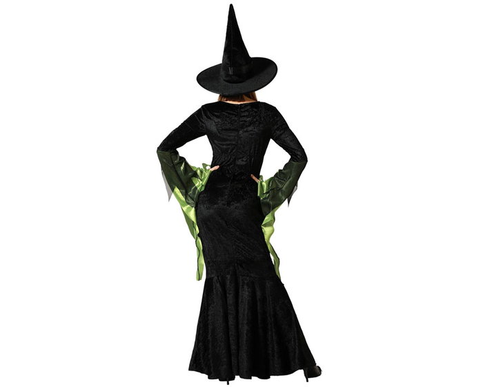 atosa Disfraz de Bruja Mujer Verde con Sombrero y Vestido Largo Negro