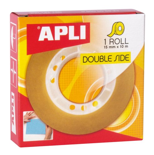 Apli Cinta adhesiva doble cara transparente 15 mm x 10 m Apli Cinta adhesiva doble cara transparente 15 mm x 10 m