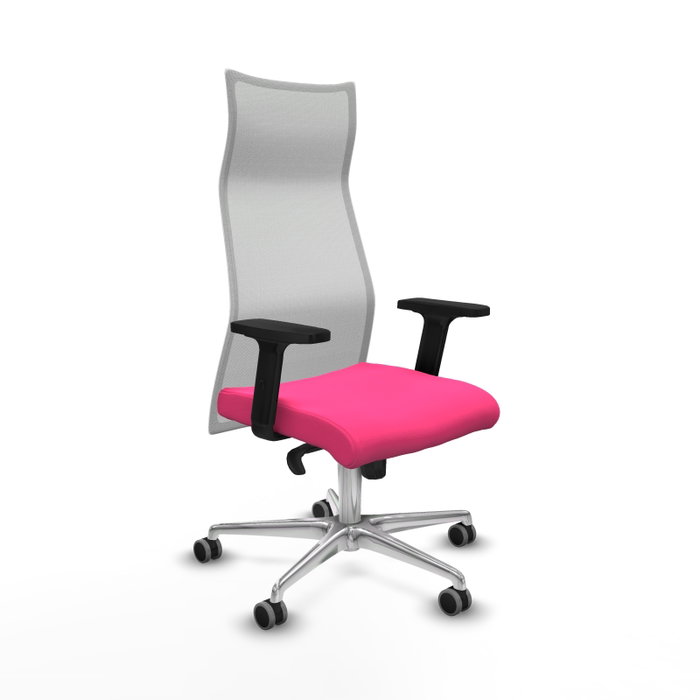 PIQUERAS Y CRESPO Sillón Albacete con mecanismo Sincro, Rosa y Blanco, Base Aluminio, Brazos 2D PIQUERAS Y CRESPO Sillón Albacete con mecanismo Sincro, Rosa y Blanco, Base Aluminio, Brazos 2D