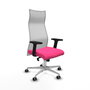 PIQUERAS Y CRESPO Sillón Albacete con mecanismo Sincro, Rosa y Blanco, Base Aluminio, Brazos 2D
