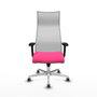 PIQUERAS Y CRESPO Sillón Albacete con mecanismo Sincro, Rosa y Blanco, Base Aluminio, Brazos 2D