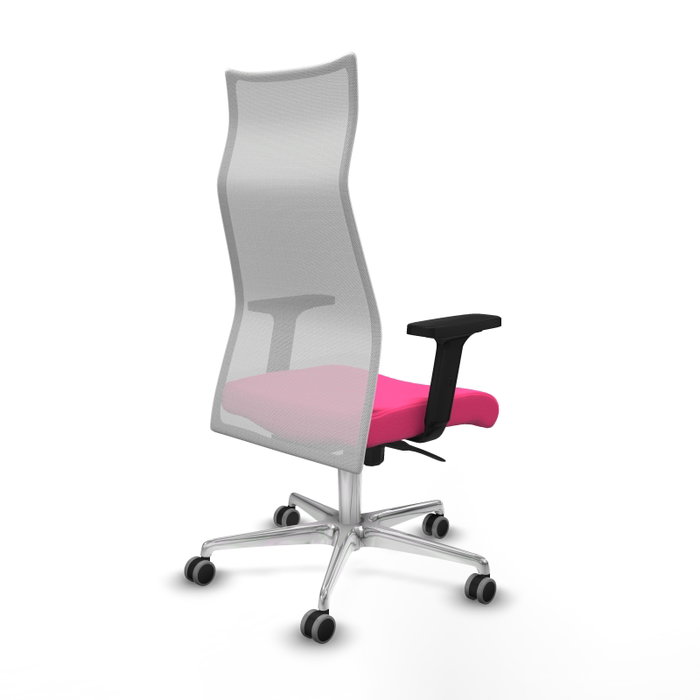 PIQUERAS Y CRESPO Sillón Albacete con mecanismo Sincro, Rosa y Blanco, Base Aluminio, Brazos 2D PIQUERAS Y CRESPO Sillón Albacete con mecanismo Sincro, Rosa y Blanco, Base Aluminio, Brazos 2D