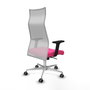 PIQUERAS Y CRESPO Sillón Albacete con mecanismo Sincro, Rosa y Blanco, Base Aluminio, Brazos 2D