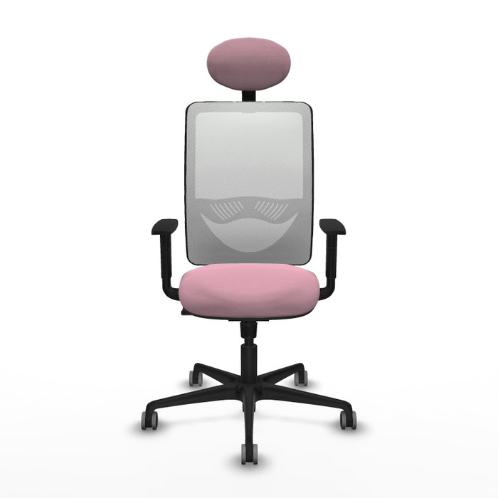 PIQUERAS Y CRESPO Silla de oficina Zulema Rosa y Blanco con mecanismo Sincro