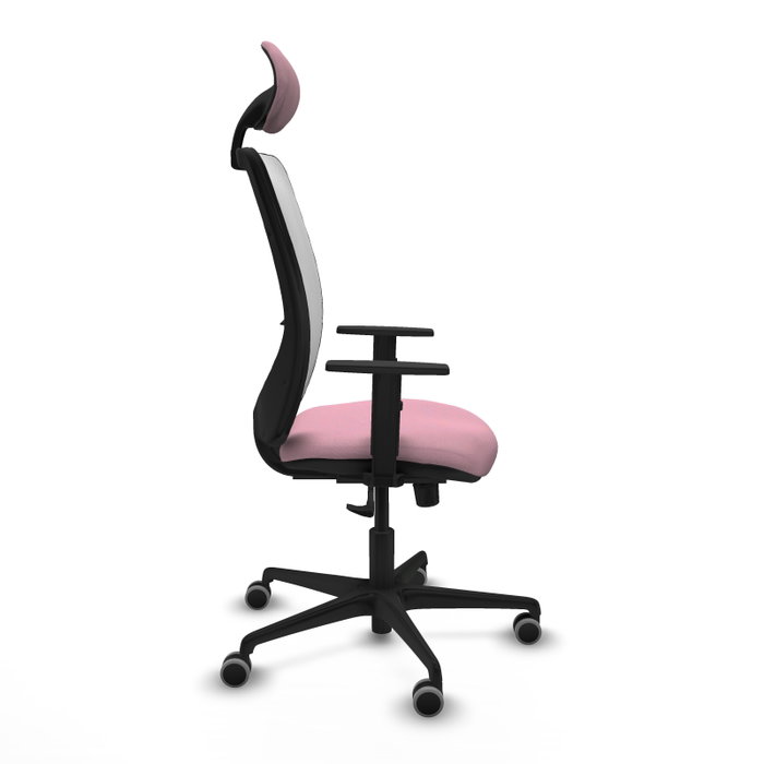 PIQUERAS Y CRESPO Silla de oficina Zulema Rosa y Blanco con mecanismo Sincro