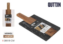 Quttin Tabla Cortar Acacia y Mármol 38 x 18 cm (8 Unidades)