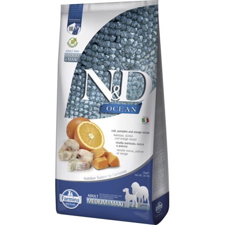 Farmina N&D Ocean Bacalao, Calabaza y Naranja Adulto Med/Maxi 12kg Farmina N&D Ocean Bacalao, Calabaza y Naranja Adulto Med/Maxi 12kg