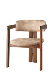 Hanah Home CO - 032 Silla de Madera de Nogal y Tapicería Beige, 58x76x49 cm
