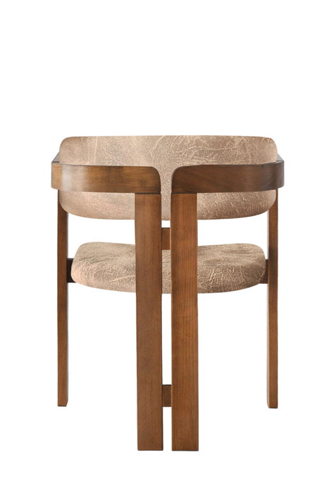 Hanah Home CO - 032 Silla de Madera de Nogal y Tapicería Beige, 58x76x49 cm