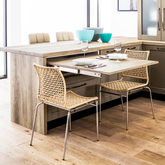 Emuca Guías para mesa extensible Lunch, Aluminio, Anodizado inox