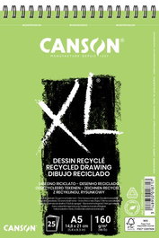 Canson XL Reciclado Bloc de Dibujo con Espiral Grano Fino Alveolado A5 160g (Set de 5)