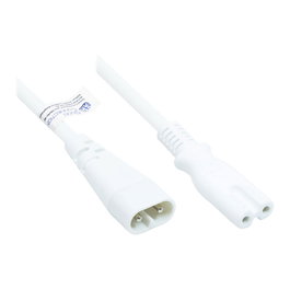 Alcasa Cable de extensión Euro C8 a C7, 2 metros, H03VVH2-F, 250 V, 2.5 A, Blanco, P0870-W020