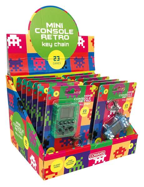 Golden Toys Mini Consola Retro de Bolsillo con 23 Juegos Clásicos - Modelos Surtidos 4x5x1.5 cm