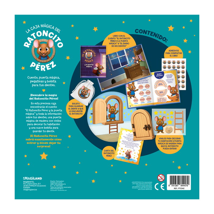 Imagiland Caja Mágica del Ratoncito Pérez Ptc042 - Libro, Puerta de Madera y Carta Personalizada +3 Años