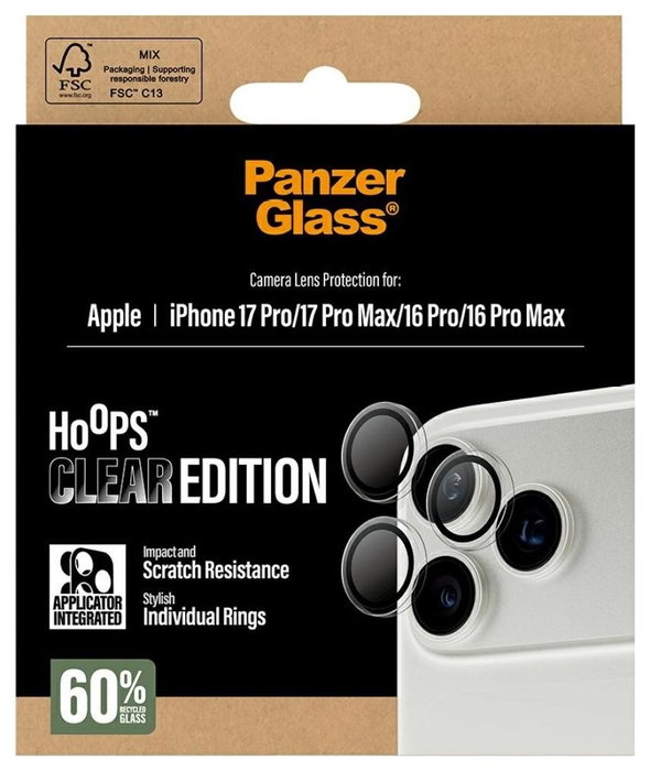 PanzerGlass Hoops Protector de Cámara Transparente para iPhone 17 Pro/Max y 16 Pro/Max PanzerGlass Hoops Protector de Cámara Transparente para iPhone 17 Pro/Max y 16 Pro/Max