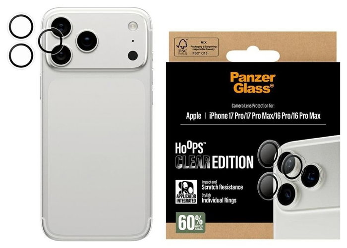 PanzerGlass Hoops Protector de Cámara Transparente para iPhone 17 Pro/Max y 16 Pro/Max PanzerGlass Hoops Protector de Cámara Transparente para iPhone 17 Pro/Max y 16 Pro/Max