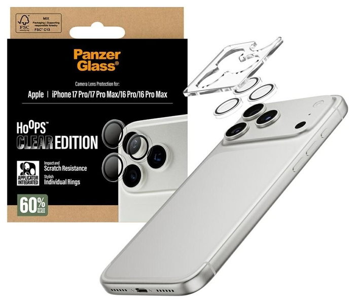 PanzerGlass Hoops Protector de Cámara Transparente para iPhone 17 Pro/Max y 16 Pro/Max PanzerGlass Hoops Protector de Cámara Transparente para iPhone 17 Pro/Max y 16 Pro/Max