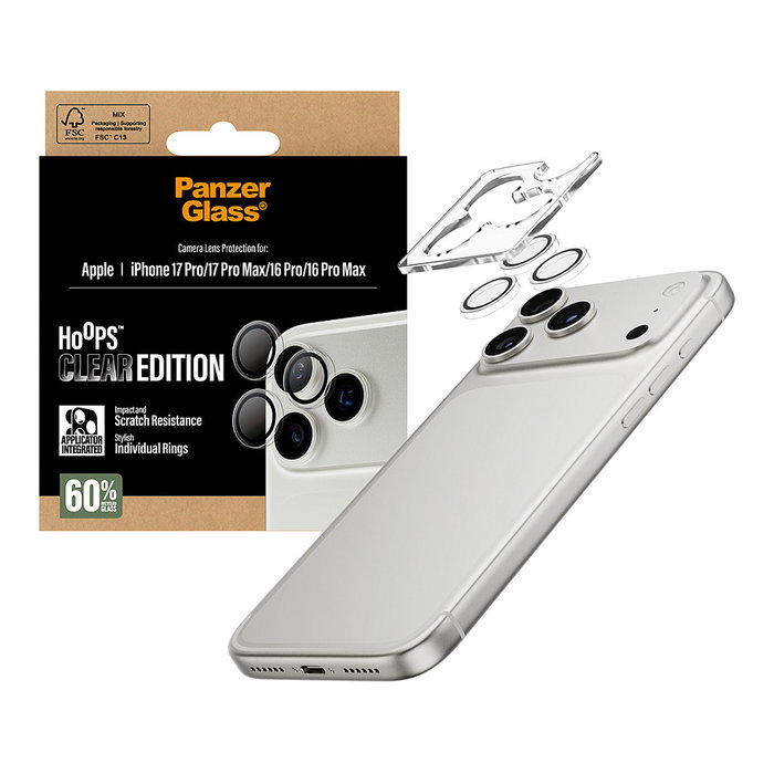 PanzerGlass Hoops Protector de Cámara Transparente para iPhone 17 Pro/Max y 16 Pro/Max PanzerGlass Hoops Protector de Cámara Transparente para iPhone 17 Pro/Max y 16 Pro/Max