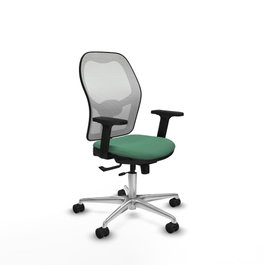 PIQUERAS Y CRESPO Silla de oficina Jorquera con mecanismo Sincro/Traslack Verde esmeralda y Blanco