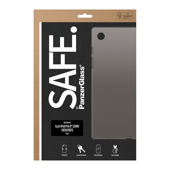 PanzerGlass SAFE Case iPad Pro 11 Pulgadas (2018, 2020-2022) - Funda Protectora Transparente de TPU, Recubrimiento Oleofóbico, 100% Policarbonato Reciclado