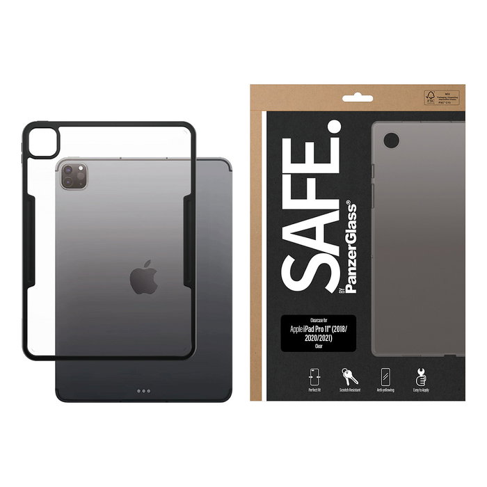 PanzerGlass SAFE Case iPad Pro 11 Pulgadas (2018, 2020-2022) - Funda Protectora Transparente de TPU, Recubrimiento Oleofóbico, 100% Policarbonato Reciclado